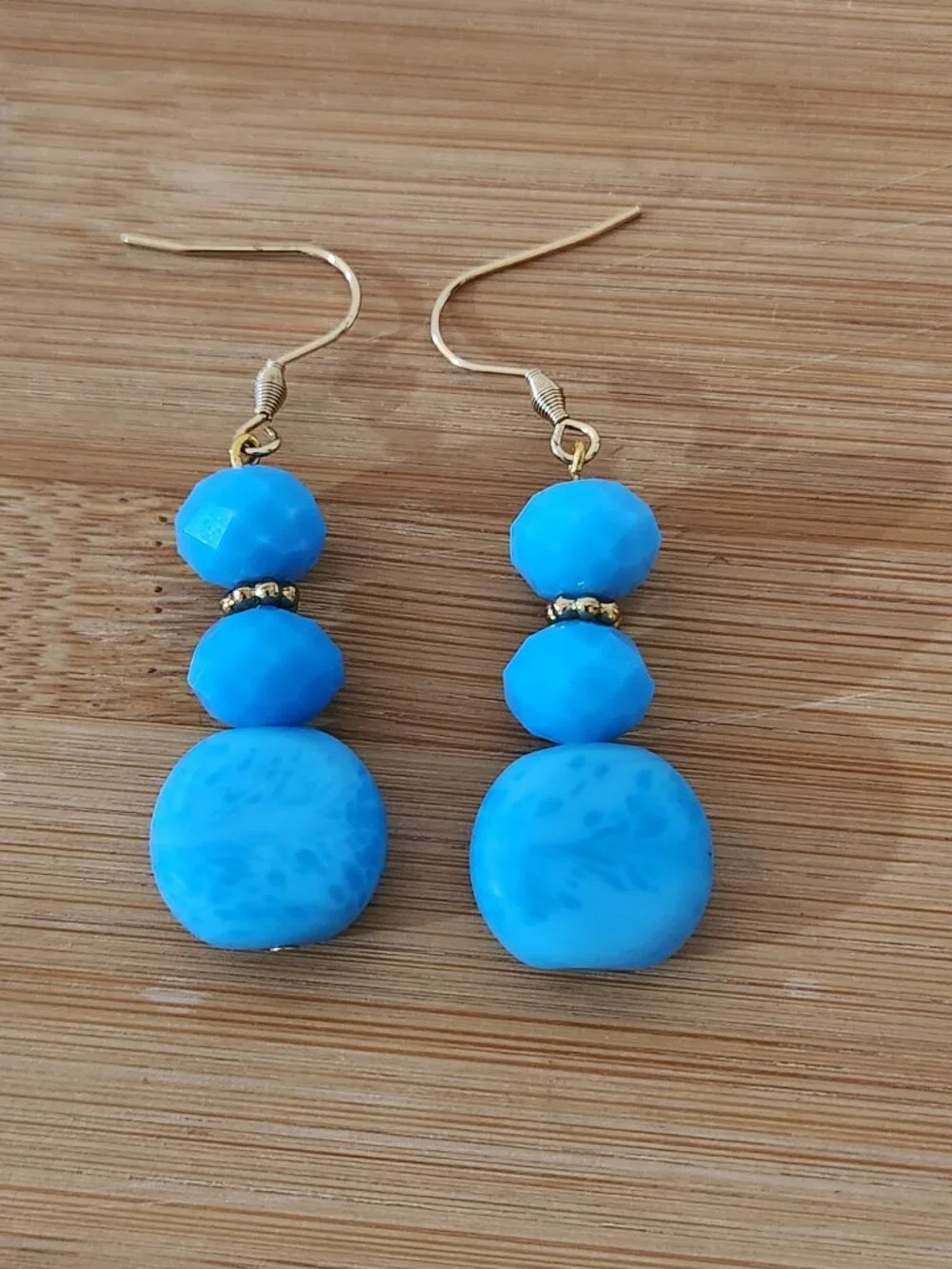 Hand crafted Blue Beaded Bracelet and Earrings Set
